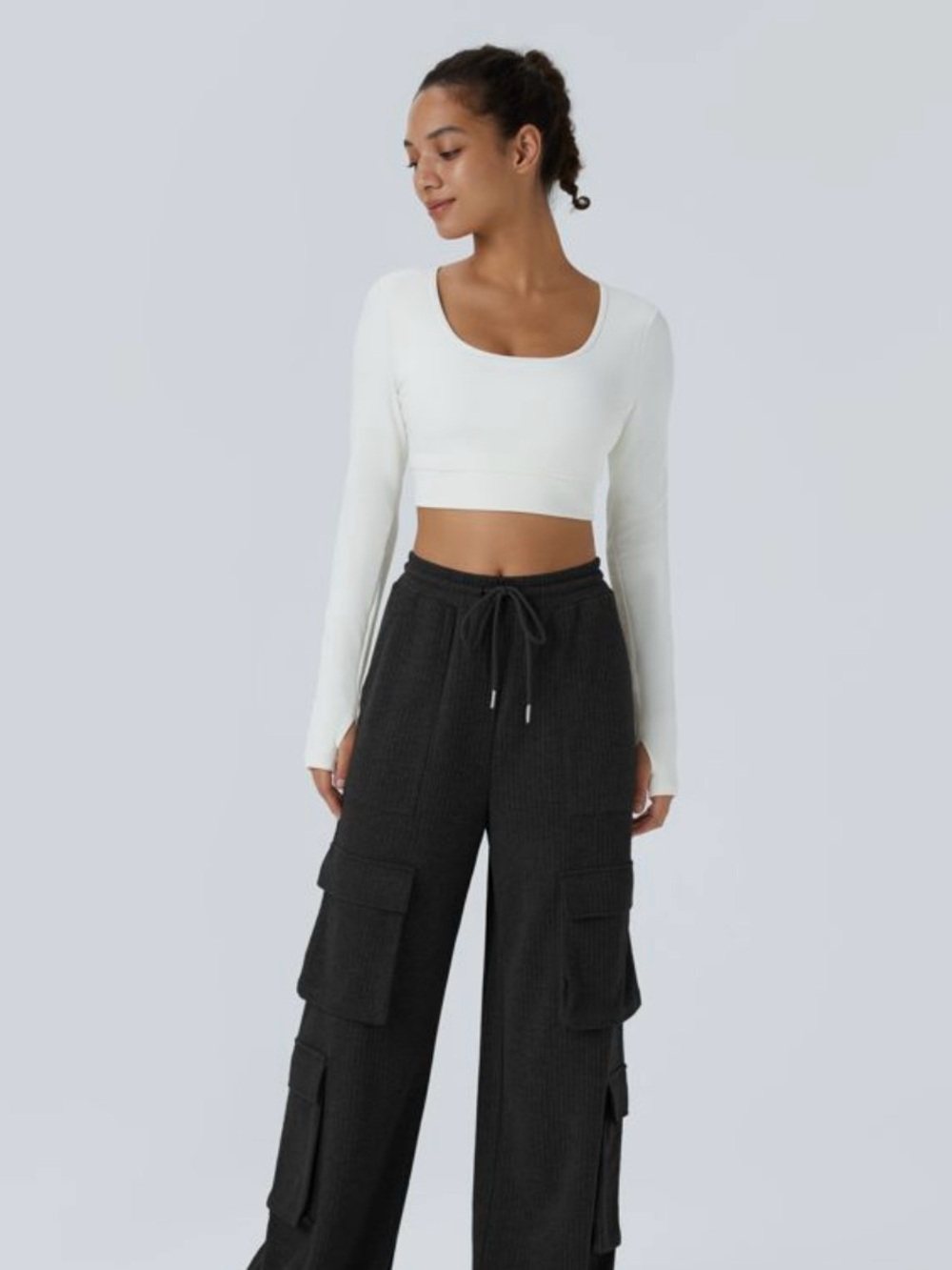 HALARA Women’s Black Wide-Leg Cargo Pants, Size XL - Picture 7 of 7